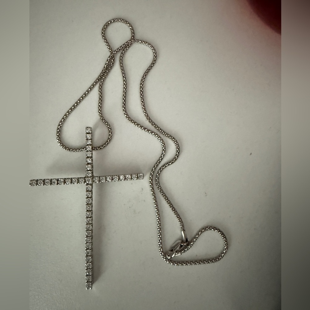 Dazzling Silver Cross Pendant Necklace